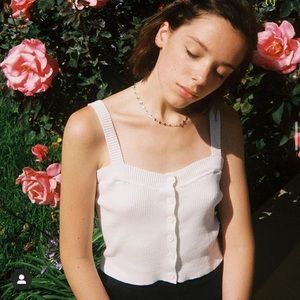 White ribbed button up tank top